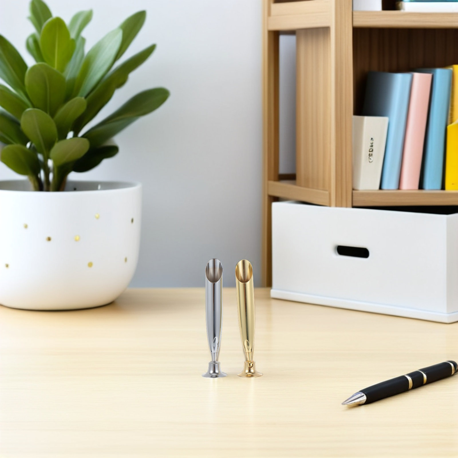 Pen Rest Single - 3個入りステンレス製ペンホルダー、ペンレスト、単一の万年筆スタンド、デスクトップスタンド、ペンディップベース、オフィス筆記用品
